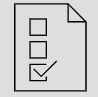 Icon of a document with three checkboxes, the last one checked.